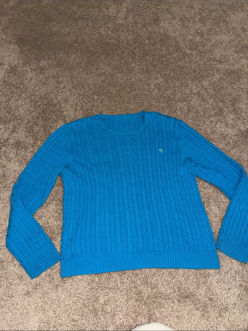 Lauren Ralph Lauren Cable Knit Crewneck Sweater - Bright Turquoise